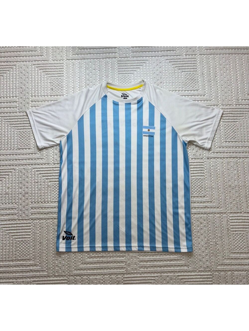Voit Argentina Soccer Jersey Large White Light Blue Stripes
